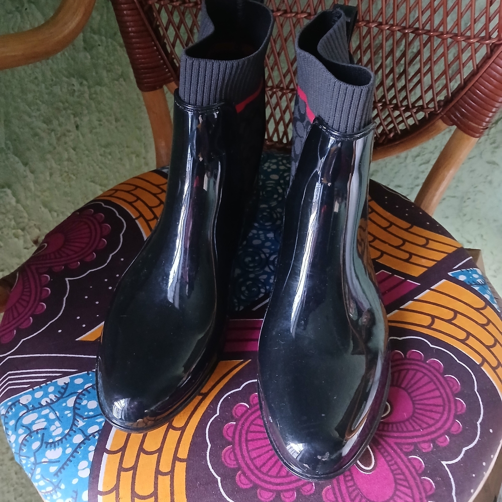 Coach Shiny Black Ankle Boots